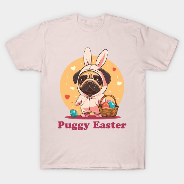 Easter bunny pug easter eggs T-Shirt by StepInSky